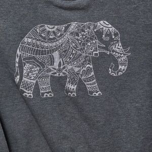 Gray Women's XL Sweatshirt By Zoe + Liv With Indian Elephant Design On Front